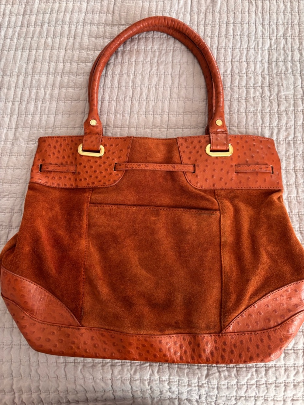 IMAN 100% Ostrich leather tote bag EUC - Picture 5 of 9